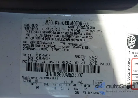 2010 Lincoln Mkz from USA, damaged, VIN 3LNHL2GC0AR623007